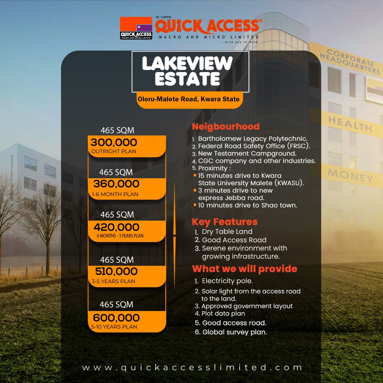LakeView Estate PLOT 26, 465 SQM (OUTRIGHT)